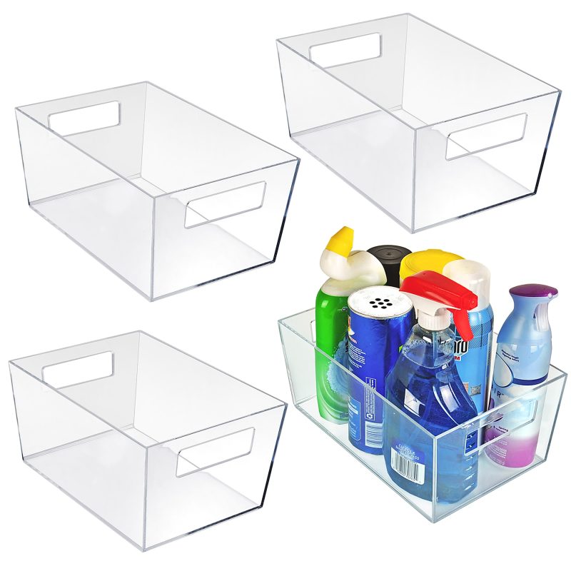 Azar Displays Tote Bins With Handles, Large, Clear, Pack Of 4 Bins - Image 2