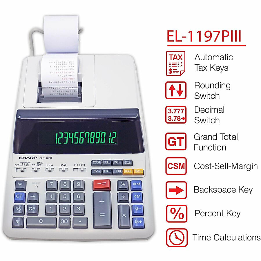 Sharp® EL-1197PIII Desktop Printing Calculator - Image 5