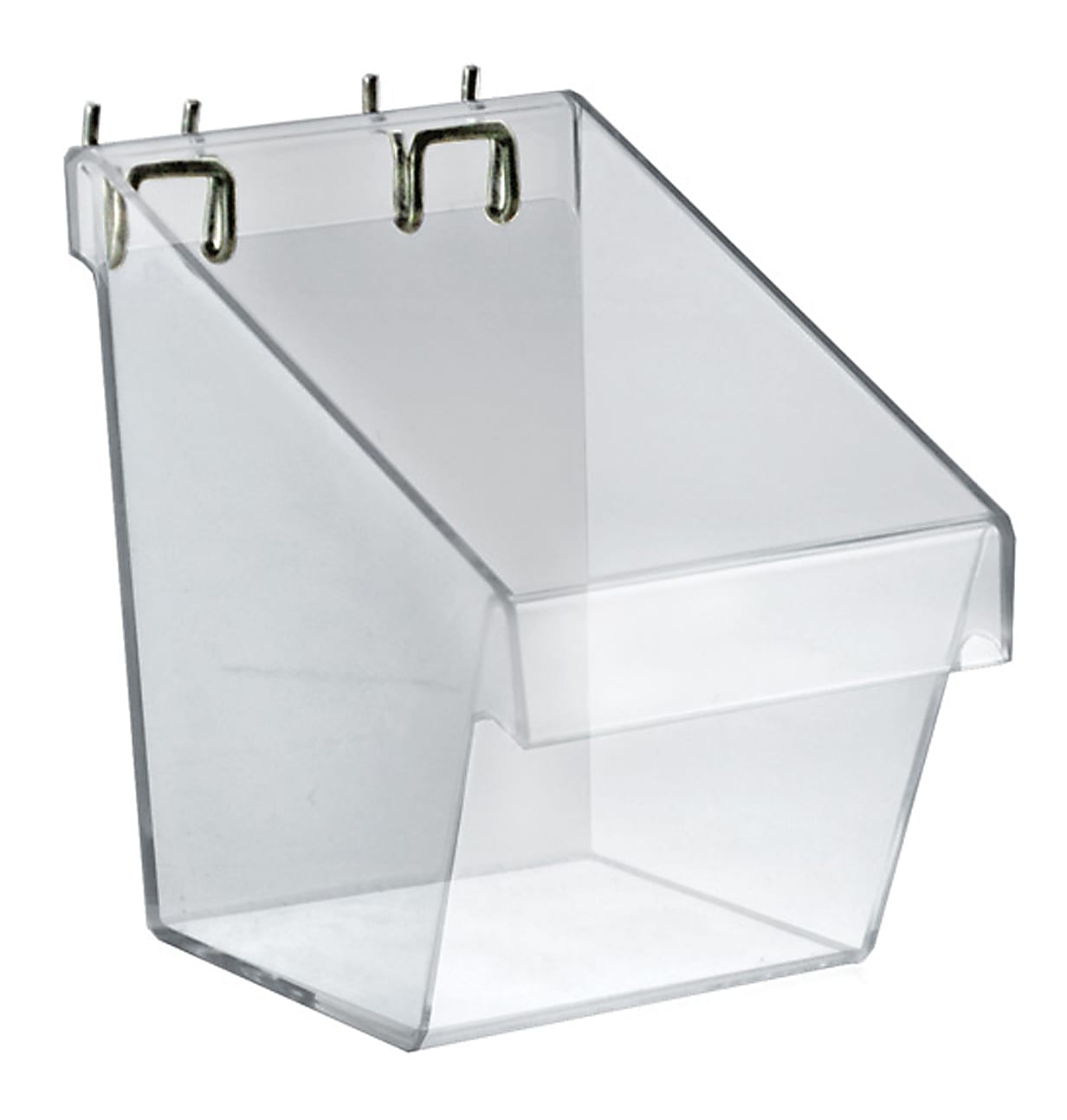Azar Displays Bucket Displays For Pegboard/Slatwall, Metal U-Hooks Included, Medium Size, Clear, Pack Of 4