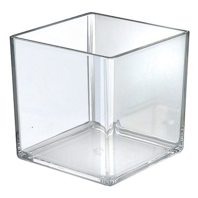 Azar Displays Deluxe Cube Bins, Small Size, 6" x 6" x 6", Clear, Pack Of 4