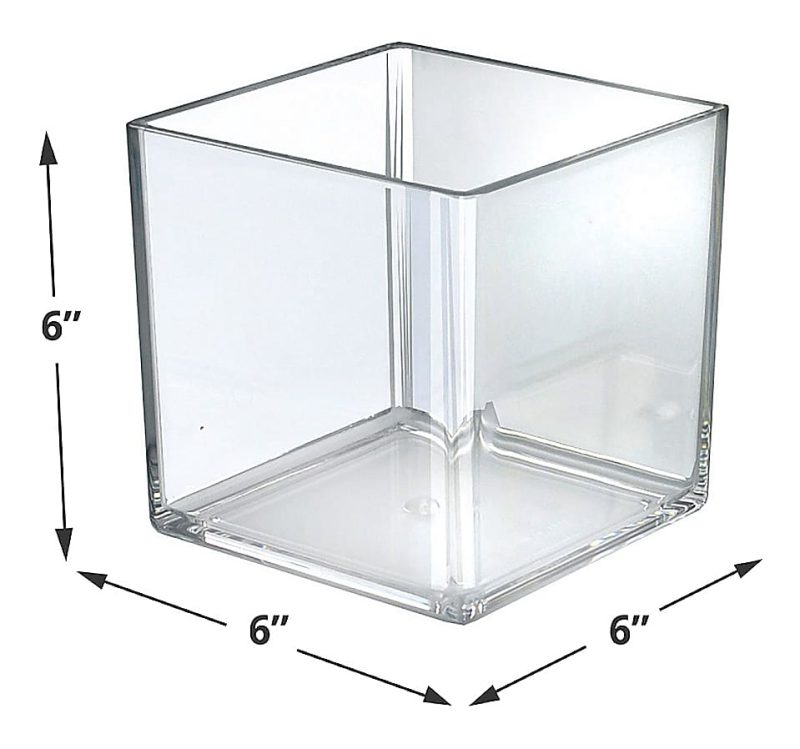 Azar Displays Deluxe Cube Bins, Small Size, 6" x 6" x 6", Clear, Pack Of 4 - Image 2