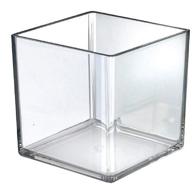 Azar Displays Deluxe Cube Bins, Medium Size, 7" x 7" x 7", Clear, Pack Of 4