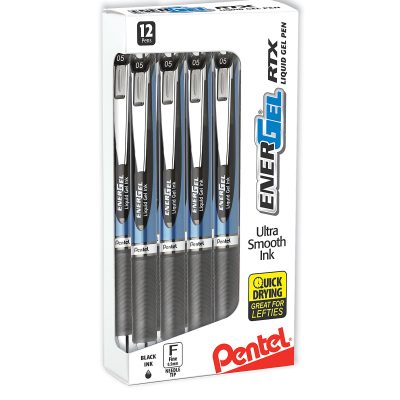 Pentel® EnerGel™ RTX Retractable Liquid Gel Pens, Fine Point, 0.5 mm, 54% Recycled, Blue, Pack Of 12 Pens - Black,12
