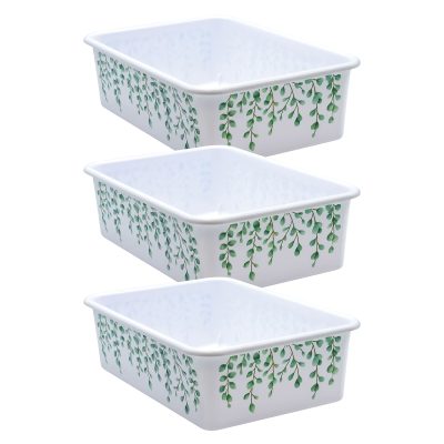 Teacher Created Resources Plastic Storage Bin, Large, Eucalyptus, Pack Of 3