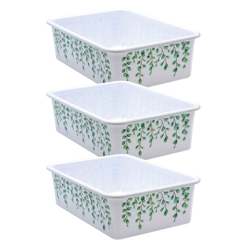 Teacher Created Resources Plastic Storage Bin, Large, Eucalyptus, Pack Of 3