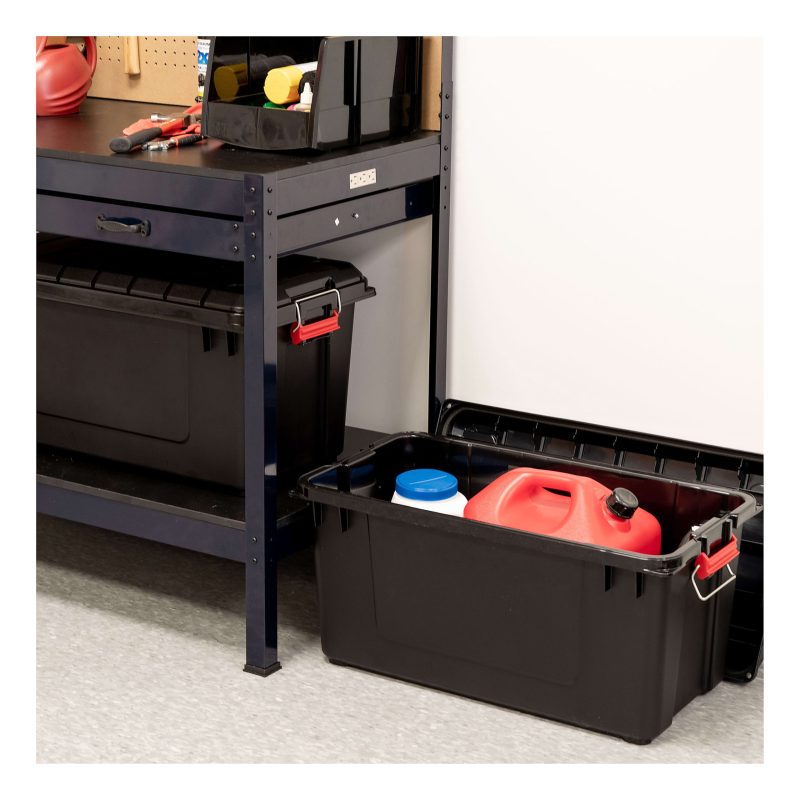 IRIS® Weathertight® Plastic Storage Containers With Latch Lids, 15 3/8" x 16" x 30", Black, Case Of 4 - Image 2