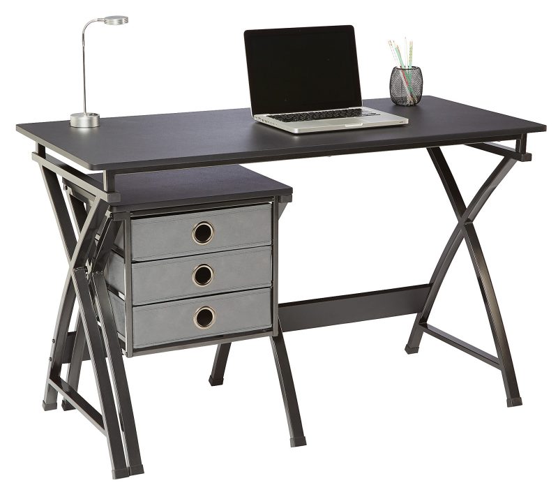 Realspace® X-Cross 48"W Computer Desk With File Cabinet, Black - Image 2