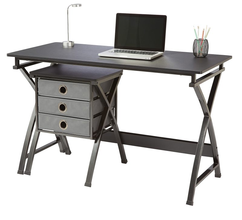 Realspace® X-Cross 48"W Computer Desk With File Cabinet, Black - Image 3