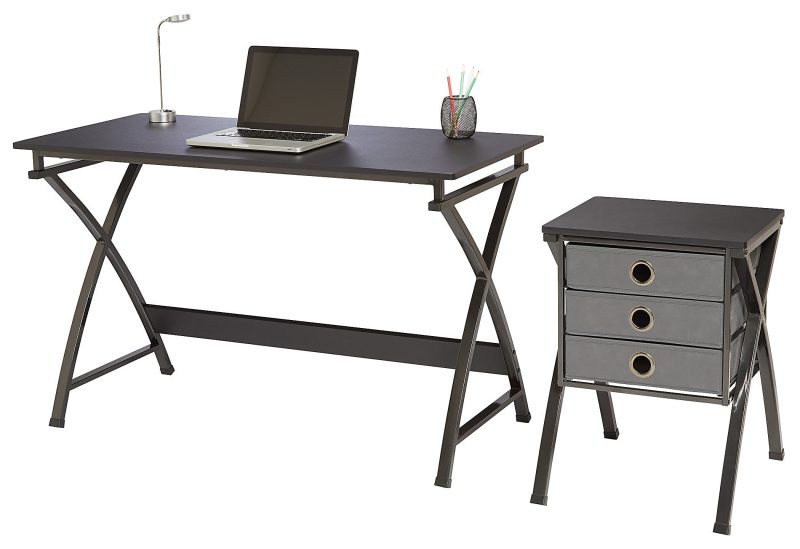 Realspace® X-Cross 48"W Computer Desk With File Cabinet, Black - Image 4