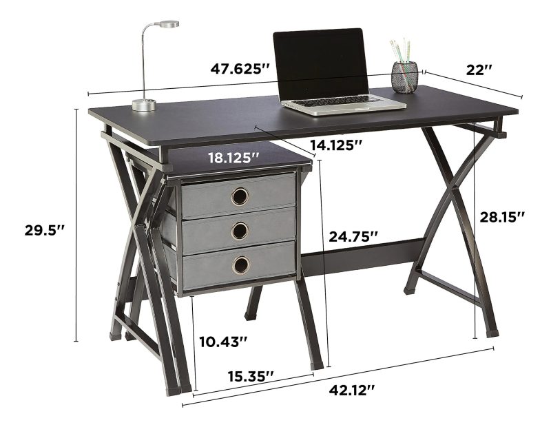 Realspace® X-Cross 48"W Computer Desk With File Cabinet, Black - Image 7