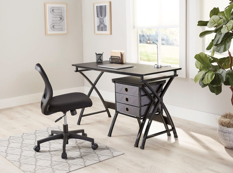 Realspace® X-Cross 48"W Computer Desk With File Cabinet, Black - Image 8