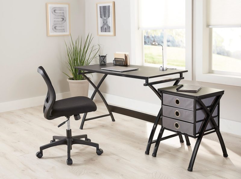 Realspace® X-Cross 48"W Computer Desk With File Cabinet, Black - Image 9