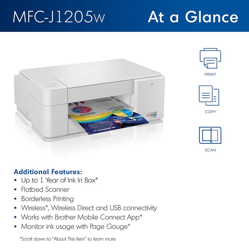 Brother® MFC-J1205W INKvestment Tank Wireless Inkjet All-In-One Color Printer - Image 3