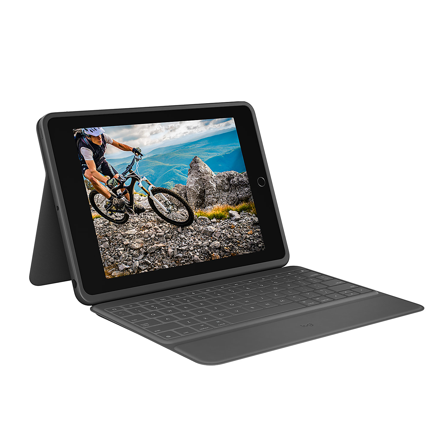 Logitech Rugged Folio for iPad 7th/8th/9th Generation, Protective Keyboard Case with Smart Connector and Durable Spill-Proof Keyboard - Graphite