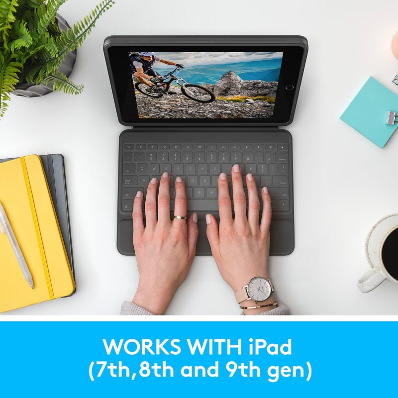Logitech Rugged Folio for iPad 7th/8th/9th Generation, Protective Keyboard Case with Smart Connector and Durable Spill-Proof Keyboard - Graphite - Image 7