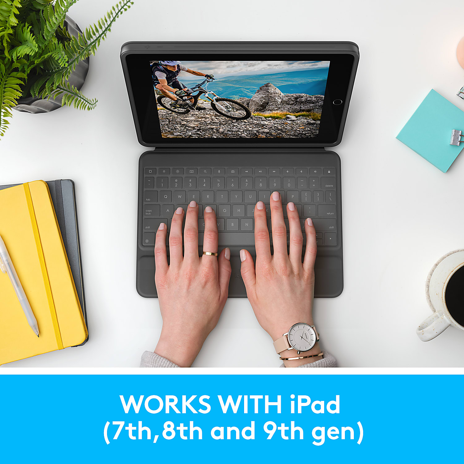 Logitech Rugged Folio for iPad 7th/8th/9th Generation, Protective Keyboard Case with Smart Connector and Durable Spill-Proof Keyboard - Graphite - Image 7