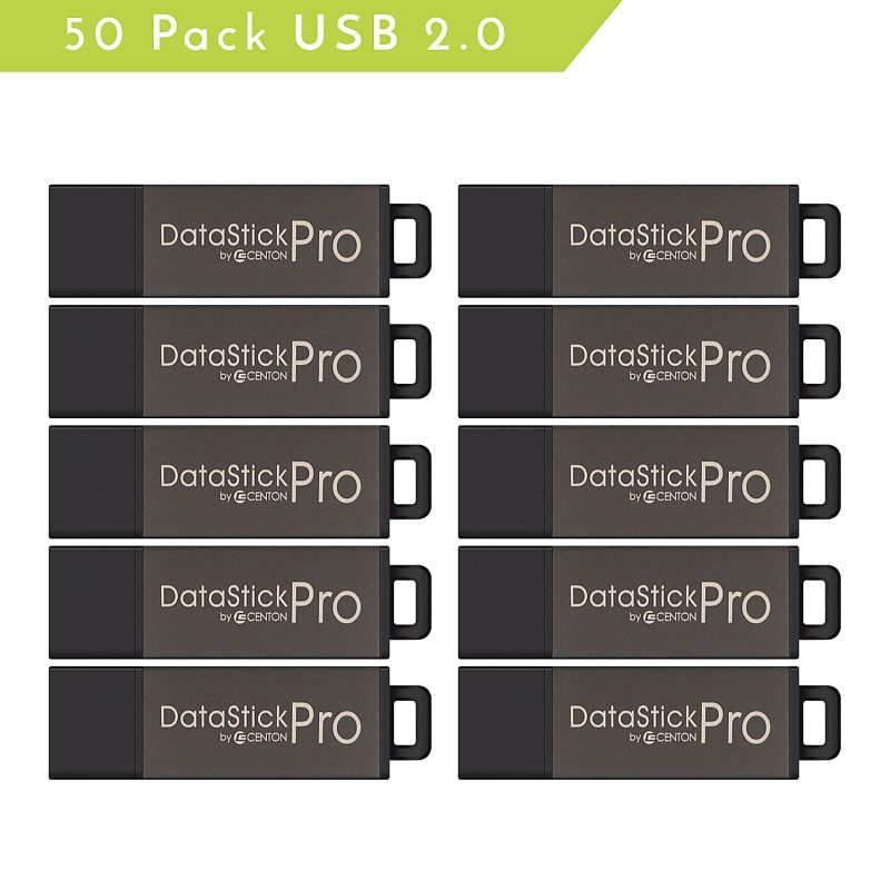 Centon DataStick Pro USB Flash Drives, USB 2.0, 2GB, Gray, Pack Of 50, S1-U2P1-2G50PK - Image 2