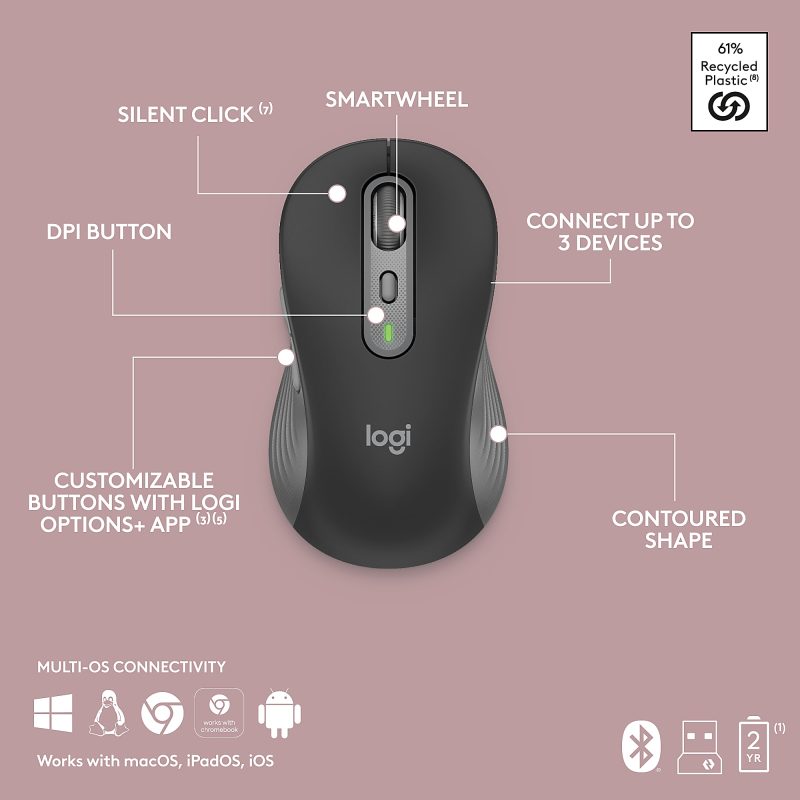 Logitech MK955 Signature Slim Wireless Keyboard And Mouse Combo, Full Size, Graphite, 920-012425 - Image 10