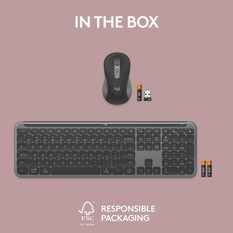 Logitech MK955 Signature Slim Wireless Keyboard And Mouse Combo, Full Size, Graphite, 920-012425 - Image 12
