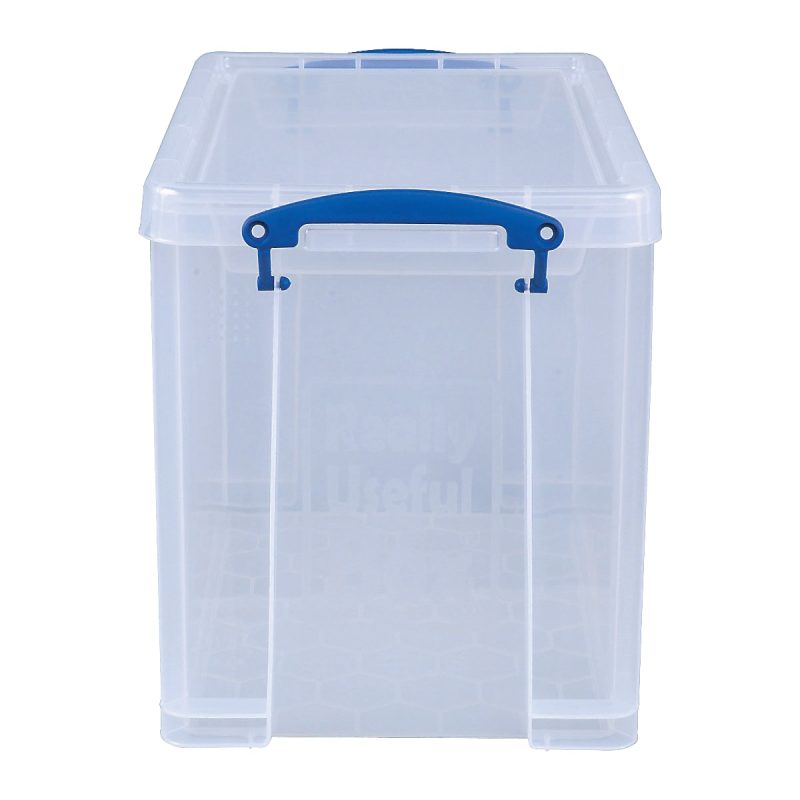 Really Useful Box® Plastic Storage Container With Built-In Handles And Snap Lid, 19 Liters, 14 1/2" x 10 1/4" x 11 1/8", Clear