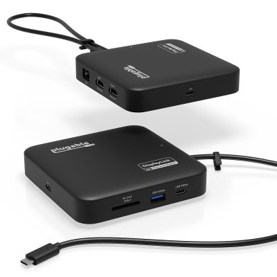 Plugable 7-in-1 USB C Docking Station Dual Monitor - Dual HDMI Dock is Compatible with Mac and Windows - Travel Dock USB4, Thunderbolt or USB-C, 100W PD, 2x HDMI, 1x USB-C, 1Gbps Ethernet, 1x USB 3.0, 1x SD Card