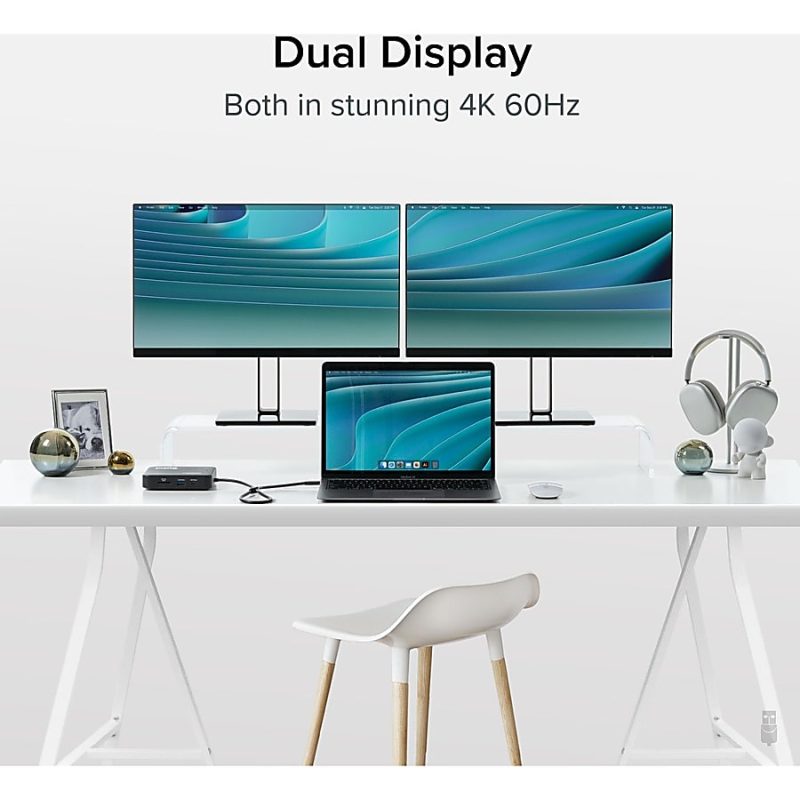 Plugable 7-in-1 USB C Docking Station Dual Monitor - Dual HDMI Dock is Compatible with Mac and Windows - Travel Dock USB4, Thunderbolt or USB-C, 100W PD, 2x HDMI, 1x USB-C, 1Gbps Ethernet, 1x USB 3.0, 1x SD Card - Image 3