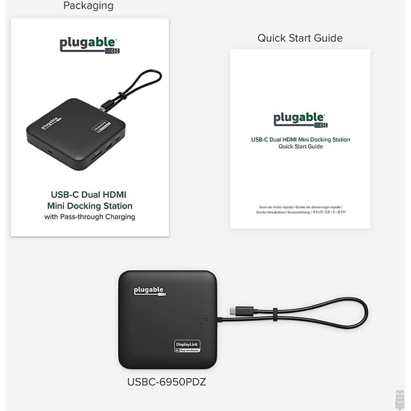 Plugable 7-in-1 USB C Docking Station Dual Monitor - Dual HDMI Dock is Compatible with Mac and Windows - Travel Dock USB4, Thunderbolt or USB-C, 100W PD, 2x HDMI, 1x USB-C, 1Gbps Ethernet, 1x USB 3.0, 1x SD Card - Image 7