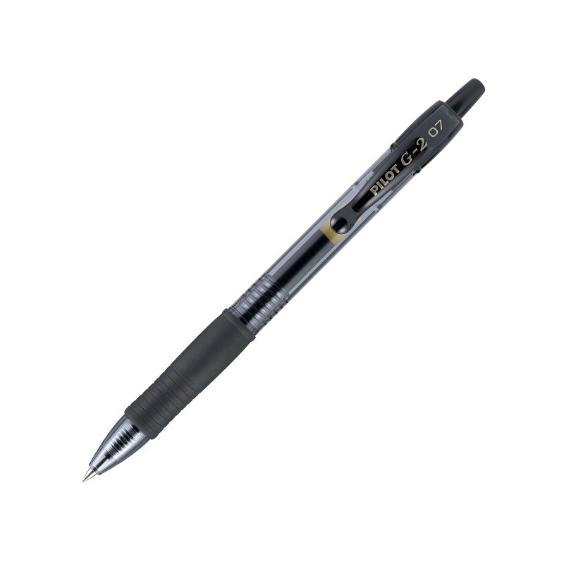 Pilot G2 Retractable Gel Pens, Fine Point, 0.7 mm, Clear Barrels, Blue Ink, Pack Of 12 Pens - Black,12