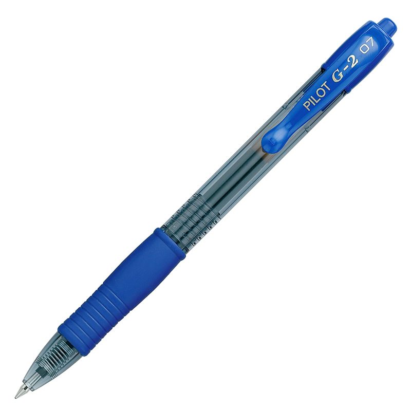 Pilot G2 Retractable Gel Pens, Fine Point, 0.7 mm, Clear Barrels, Blue Ink, Pack Of 12 Pens - Image 2