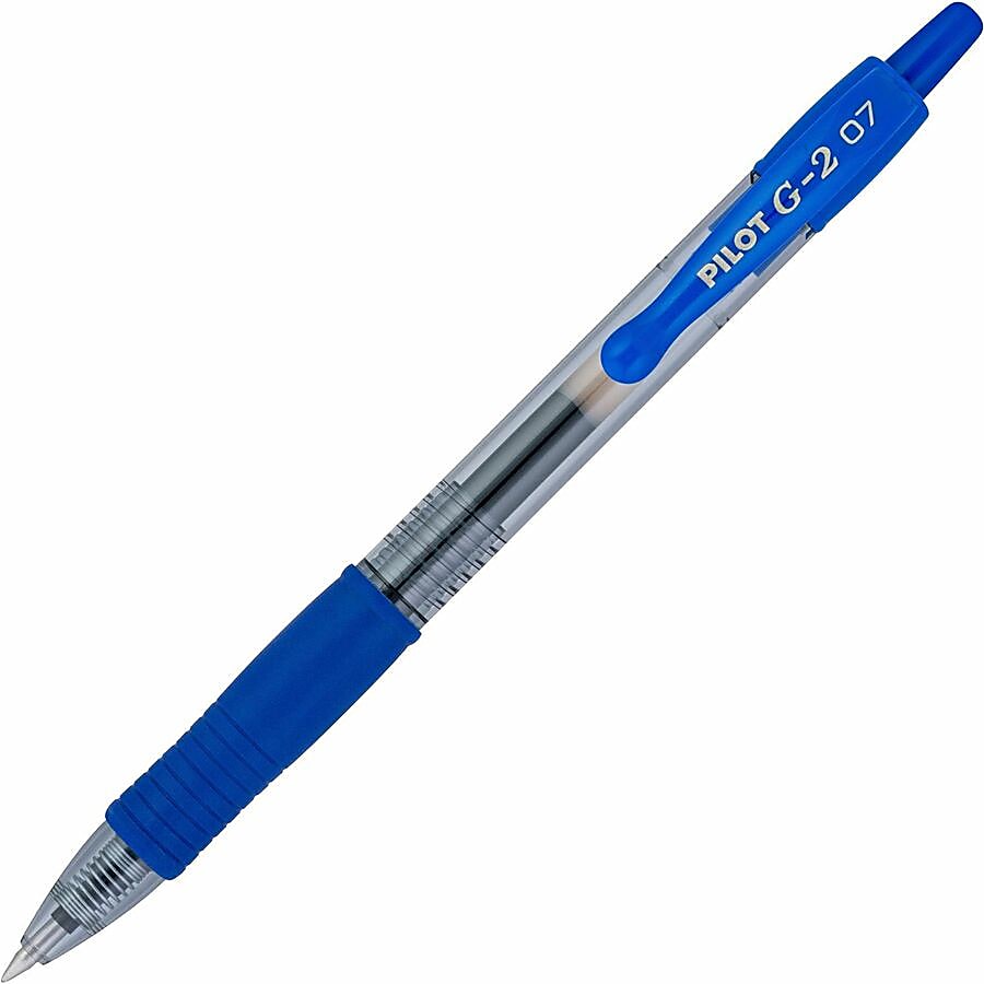 Pilot G2 Retractable Gel Pens, Fine Point, 0.7 mm, Clear Barrels, Blue Ink, Pack Of 12 Pens - Image 7