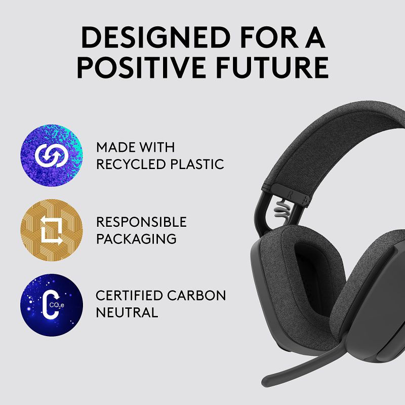 Logitech Zone Vibe 100 Lightweight Wireless Over-Ear Headphones, Graphite, 981-001256 - Image 5