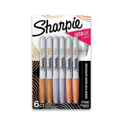 Sharpie® Metallic Permanent Markers, Fine Point, Metallic Silver, Pack Of 36 - Assorted,6