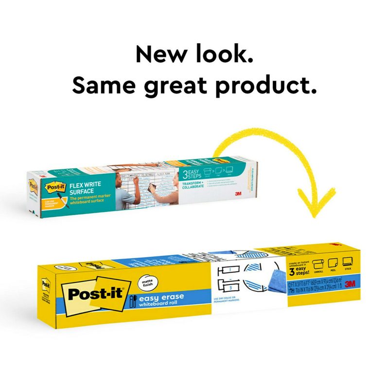 Post-it Easy Erase Permanent Marker Whiteboard Surface, 3 ft x 2 ft, Permanent Marker Wipes Away with Water, White (EE3X2) - Image 2