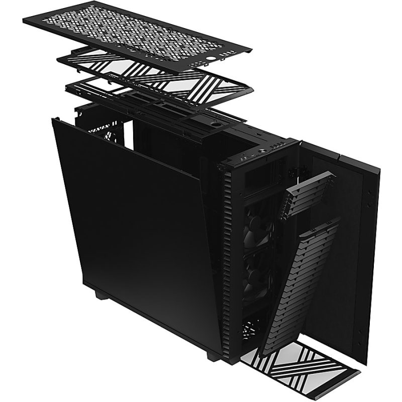 Fractal Design Define 7 XL Black Solid - Full-tower - Black - Steel, Anodized Aluminum - 10 x Bay - 3 x 5.51" x Fan(s) Installed - 0 - ATX, EATX, Micro ATX, Mini ITX, EE-ATX, SSI CEB, SSI EEB Motherboard Supported - Image 9