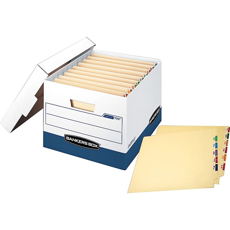 Bankers Box® Stor/File™ Max Lock Heavy-Duty Storage Boxes With Lift-Off Lids, Letter/Legal Size, White/Blue, Case Of 12 - Image 3