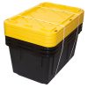 Office Depot® Brand by GreenMade® Professional Storage Tote With Handles/Snap Lid, 27 Gallon, 30-1/10" x 20-1/4" x 14-3/4", Black/Yellow, Pack Of 4