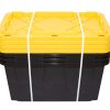 Office Depot® Brand by GreenMade® Professional Storage Tote With Handles/Snap Lid, 27 Gallon, 30-1/10" x 20-1/4" x 14-3/4", Black/Yellow, Pack Of 4 - Image 3