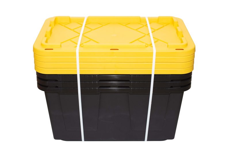 Office Depot® Brand by GreenMade® Professional Storage Tote With Handles/Snap Lid, 27 Gallon, 30-1/10" x 20-1/4" x 14-3/4", Black/Yellow, Pack Of 4 - Image 3