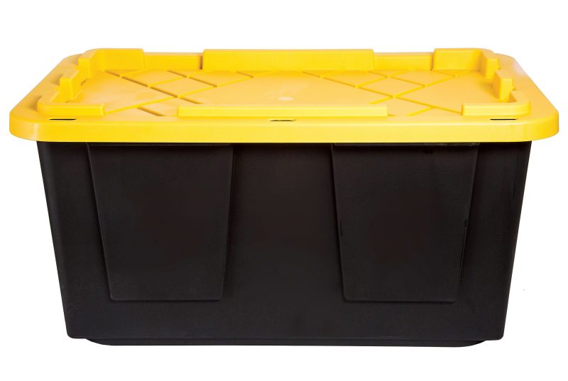 Office Depot® Brand by GreenMade® Professional Storage Tote With Handles/Snap Lid, 27 Gallon, 30-1/10" x 20-1/4" x 14-3/4", Black/Yellow, Pack Of 4 - Image 4