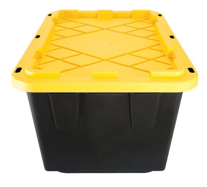 Office Depot® Brand by GreenMade® Professional Storage Tote With Handles/Snap Lid, 27 Gallon, 30-1/10" x 20-1/4" x 14-3/4", Black/Yellow, Pack Of 4 - Image 5