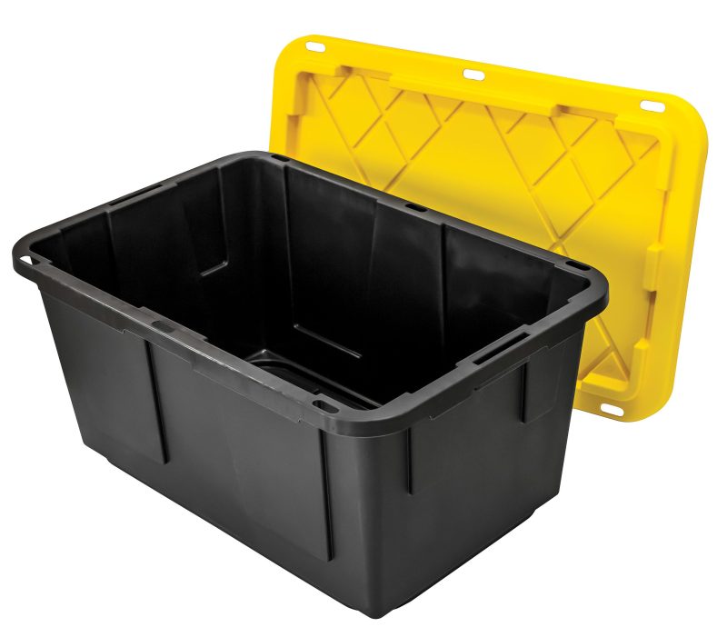 Office Depot® Brand by GreenMade® Professional Storage Tote With Handles/Snap Lid, 27 Gallon, 30-1/10" x 20-1/4" x 14-3/4", Black/Yellow, Pack Of 4 - Image 6