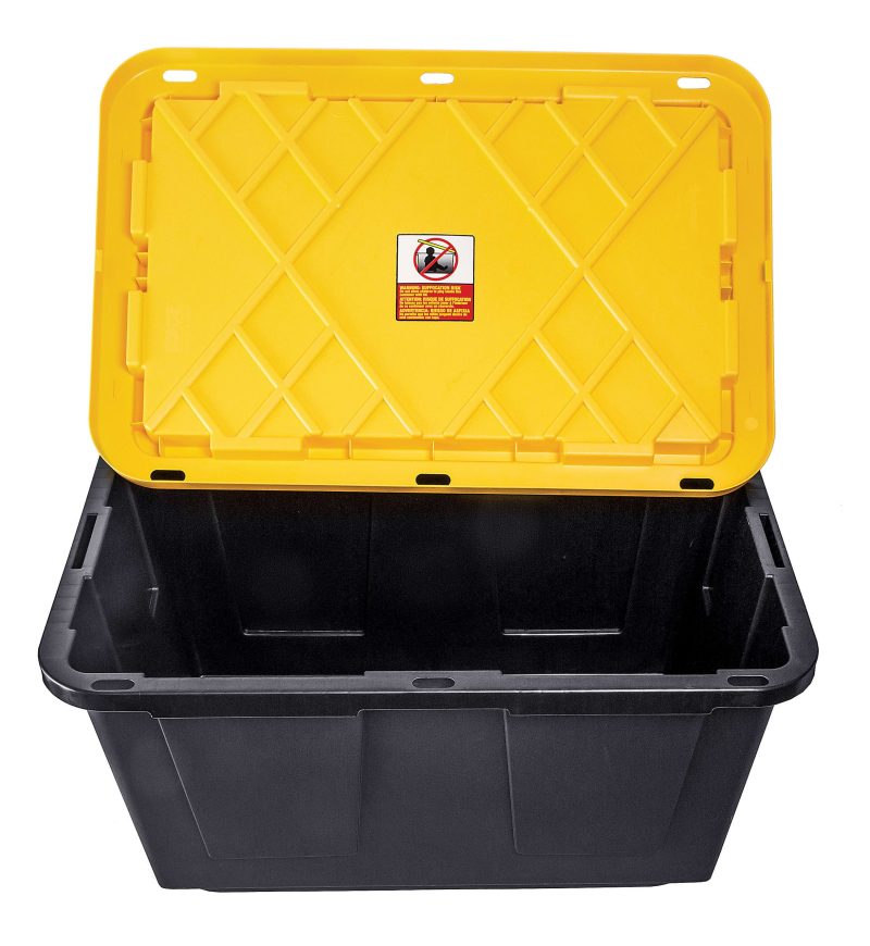 Office Depot® Brand by GreenMade® Professional Storage Tote With Handles/Snap Lid, 27 Gallon, 30-1/10" x 20-1/4" x 14-3/4", Black/Yellow, Pack Of 4 - Image 7