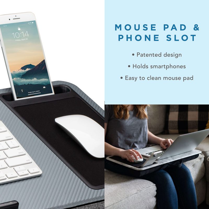 LapGear® Home Office Lap Desk, 21" x 12", Silver Carbon - Image 4