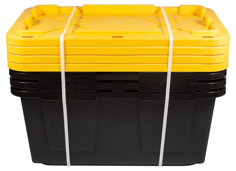 Office Depot® Brand by Greenmade® Professional Storage Totes, 23-Gallon, Black/Yellow, Pack Of 4 Totes - Image 2