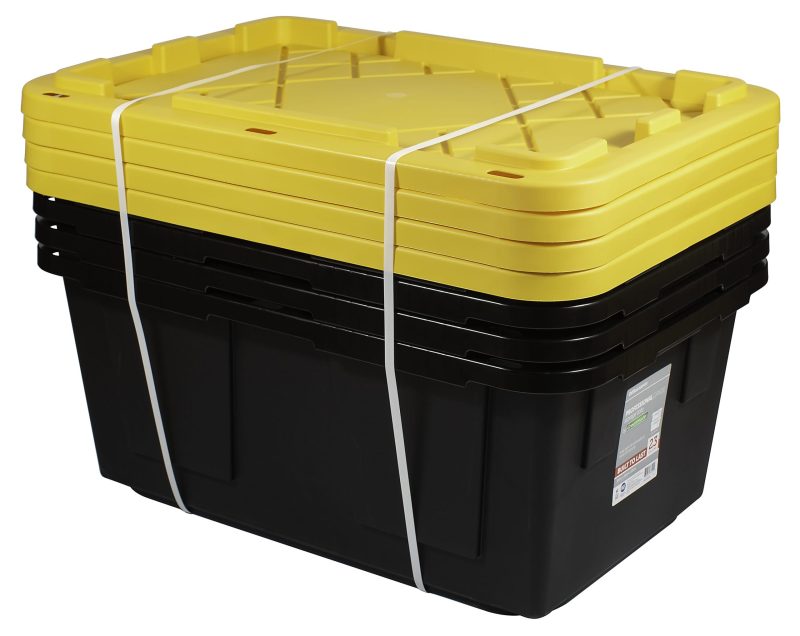 Office Depot® Brand by Greenmade® Professional Storage Totes, 23-Gallon, Black/Yellow, Pack Of 4 Totes - Image 3