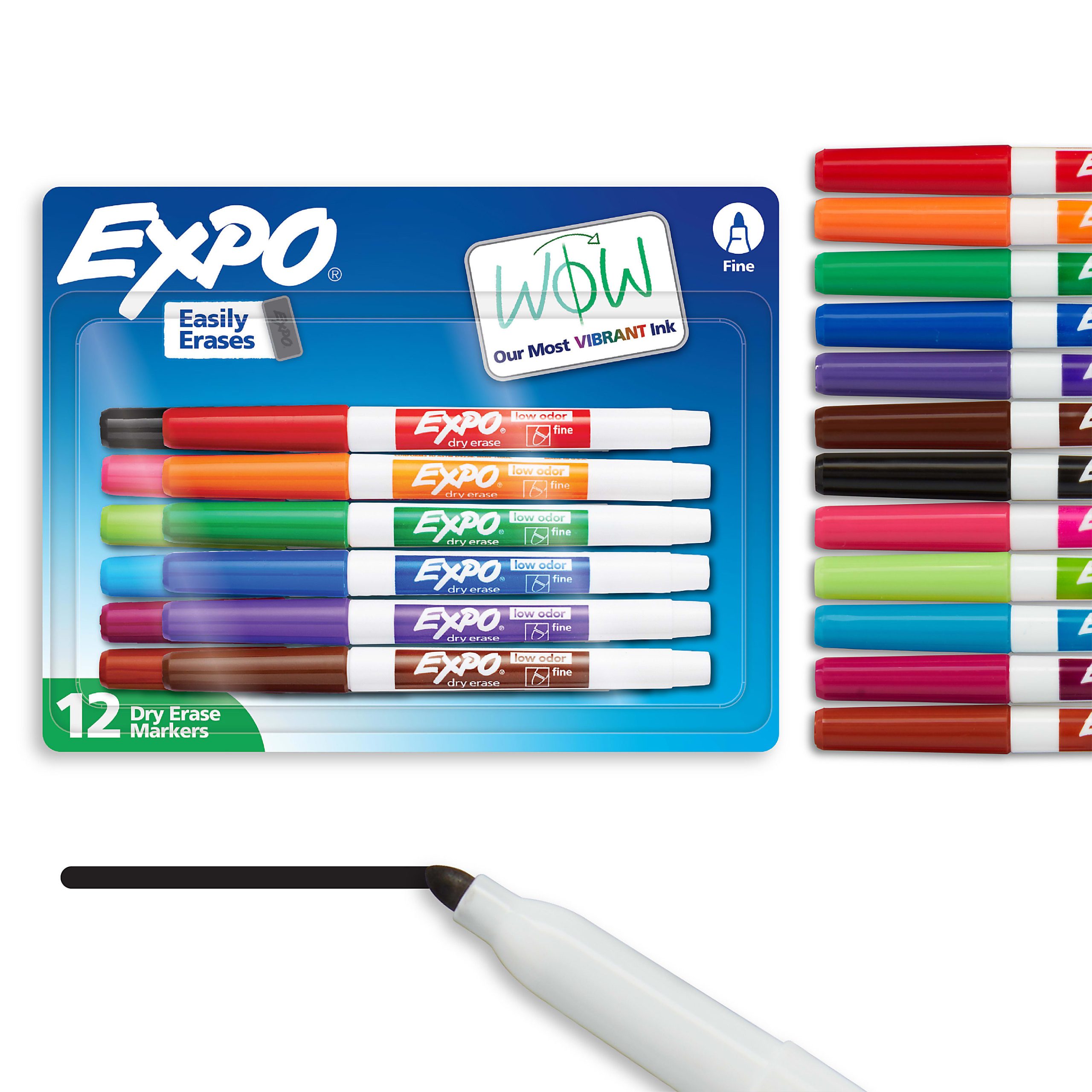 EXPO® Low-Odor Dry-Erase Markers, Fine Point, Black, Pack Of 36 - Assorted,12