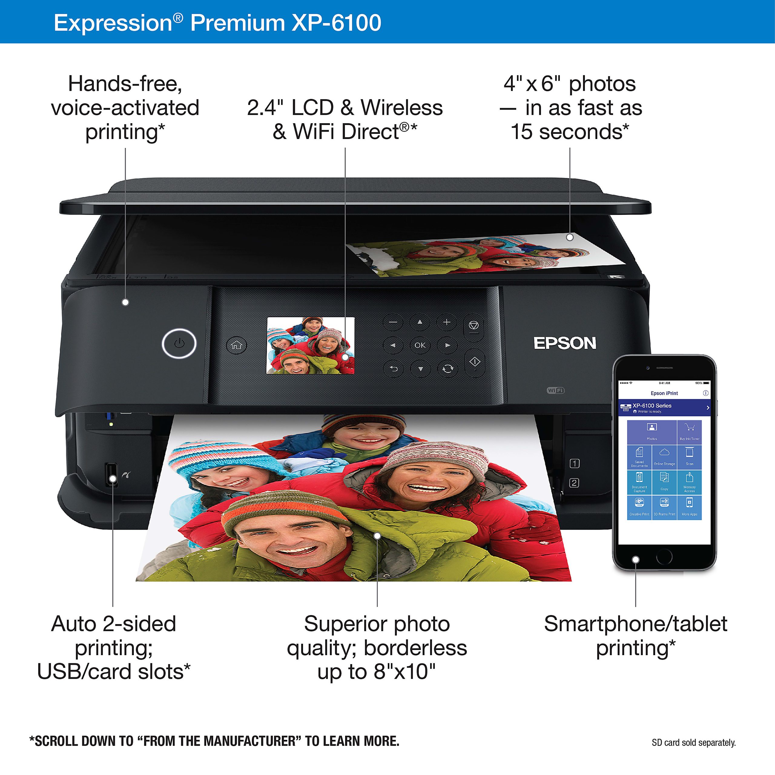 Epson® Expression® Premium XP-6100 Wireless Inkjet All-In-One Color Printer - Image 3