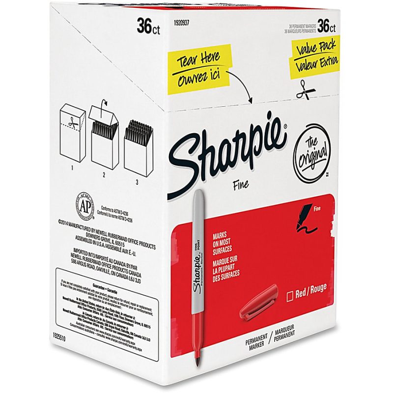 Sharpie® Permanent Fine-Point Markers, Red, Pack Of 36 - Image 6