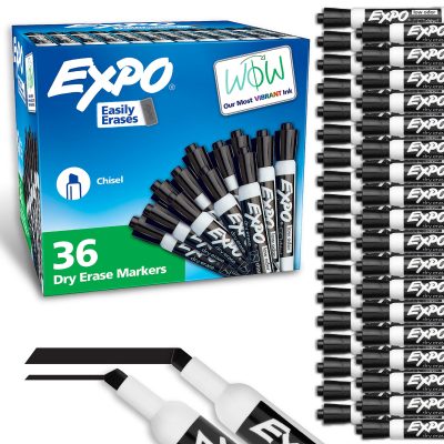 EXPO® Chisel-Tip Dry-Erase Markers, Black, Pack Of 36