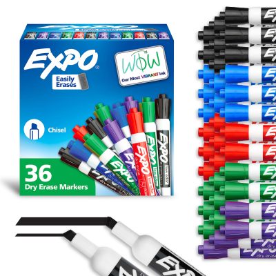 EXPO® Low-Odor Dry-Erase Markers, Chisel Point, Assorted Colors, Pack Of 36